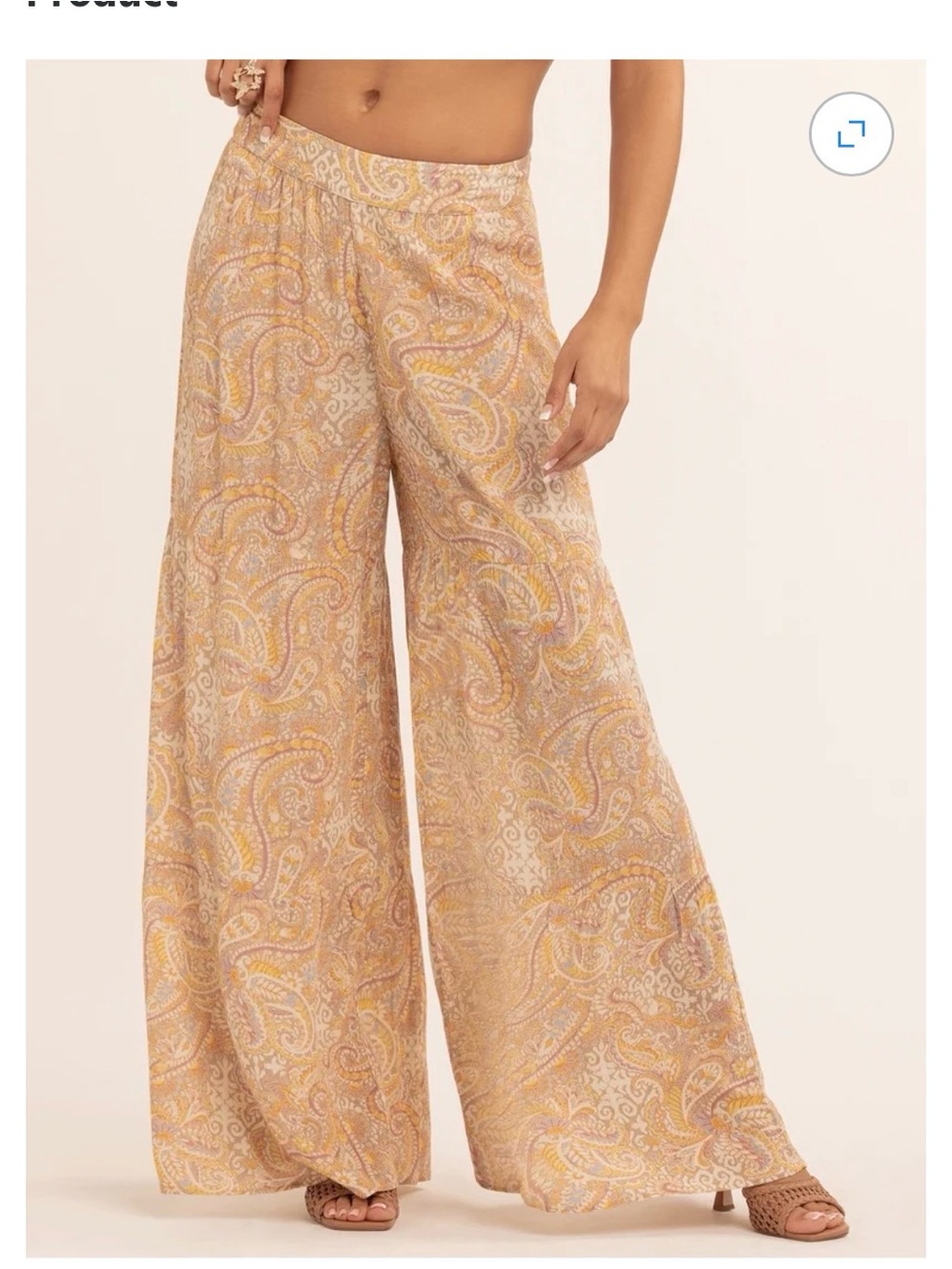 Jessica Simpson Wide-Leg Paisley Palazzo Pants in Beige and Yellow